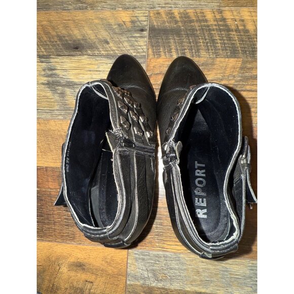 Report Electra Black Buckle Ankle Boots Heels Motorcycle Biker Goth Emo Size 9.5 - Picture 12 of 13